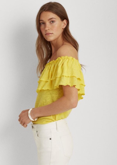 Ralph Lauren Linen Off-the-Shoulder Top Dame Danmark (ACTYM4281)